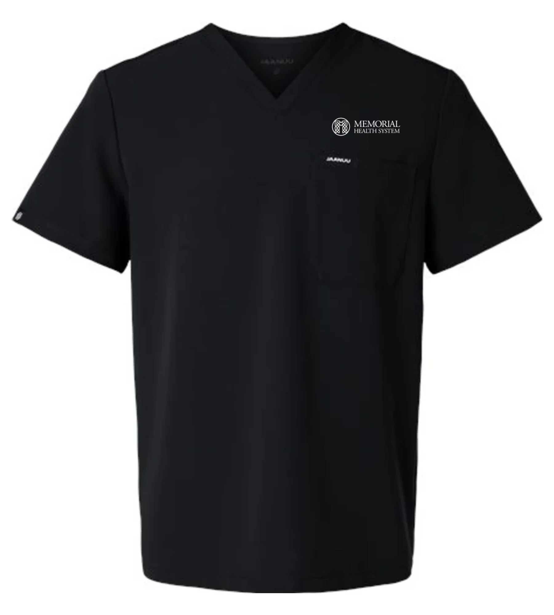 Jaanuu Holmes Everyday 1-Pocket Scrub V-Neck Top Black with MHS